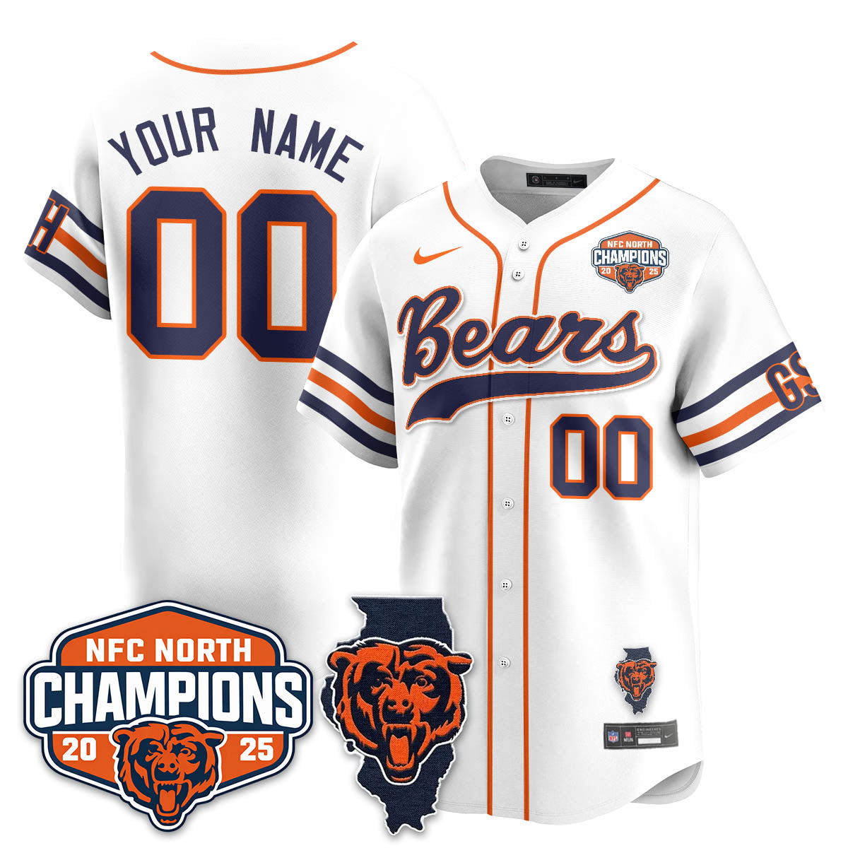 CHI NFC North Division Champions Vapor Limited Baseball Jersey - All Stitched