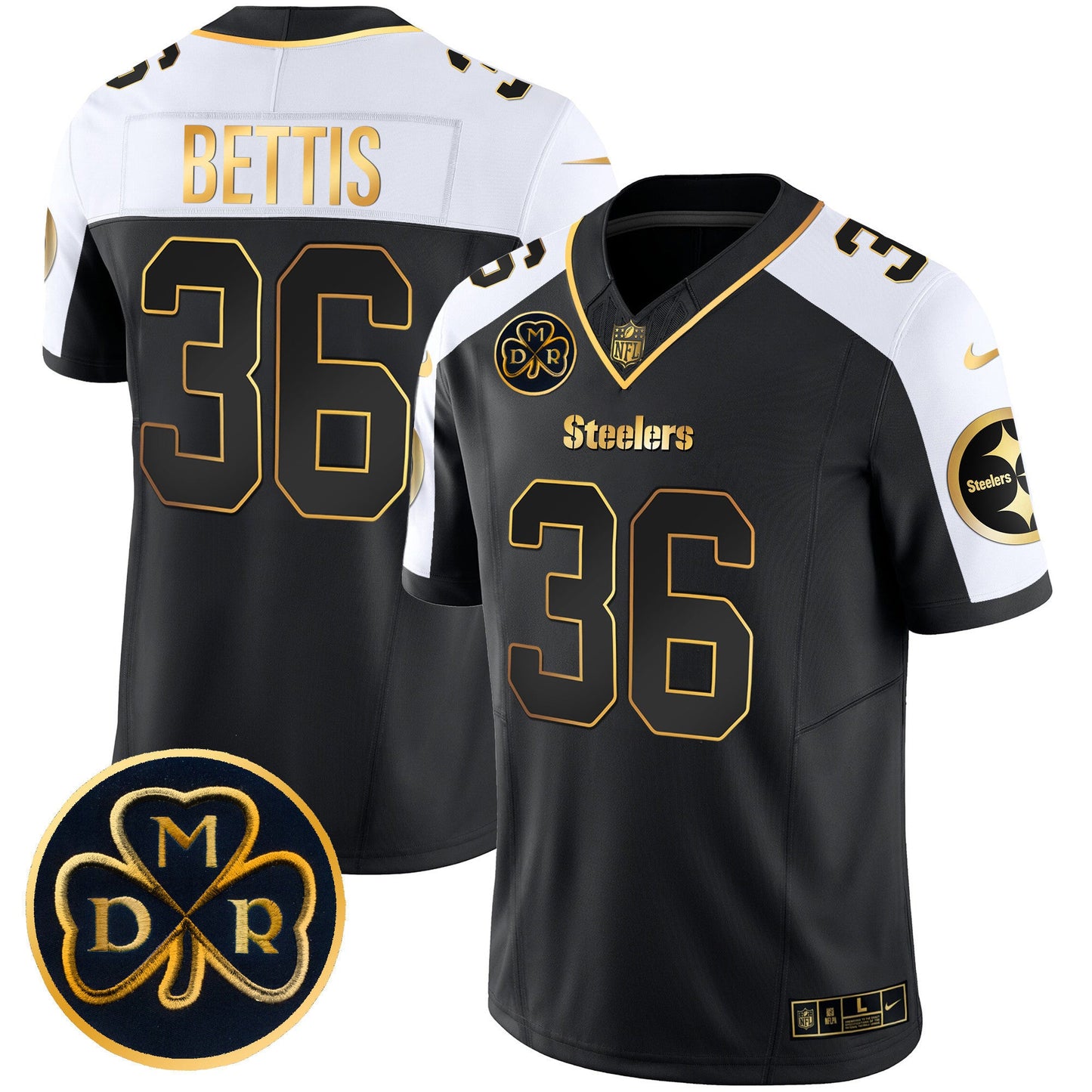 Men's Steelers DMR Patch Gold Vapor Limited Jersey - All Stitched