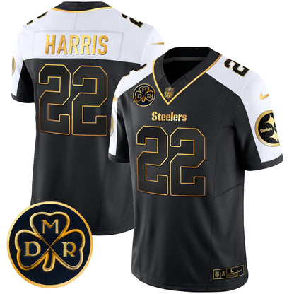 Men's Steelers DMR Patch Gold Vapor Limited Jersey - All Stitched