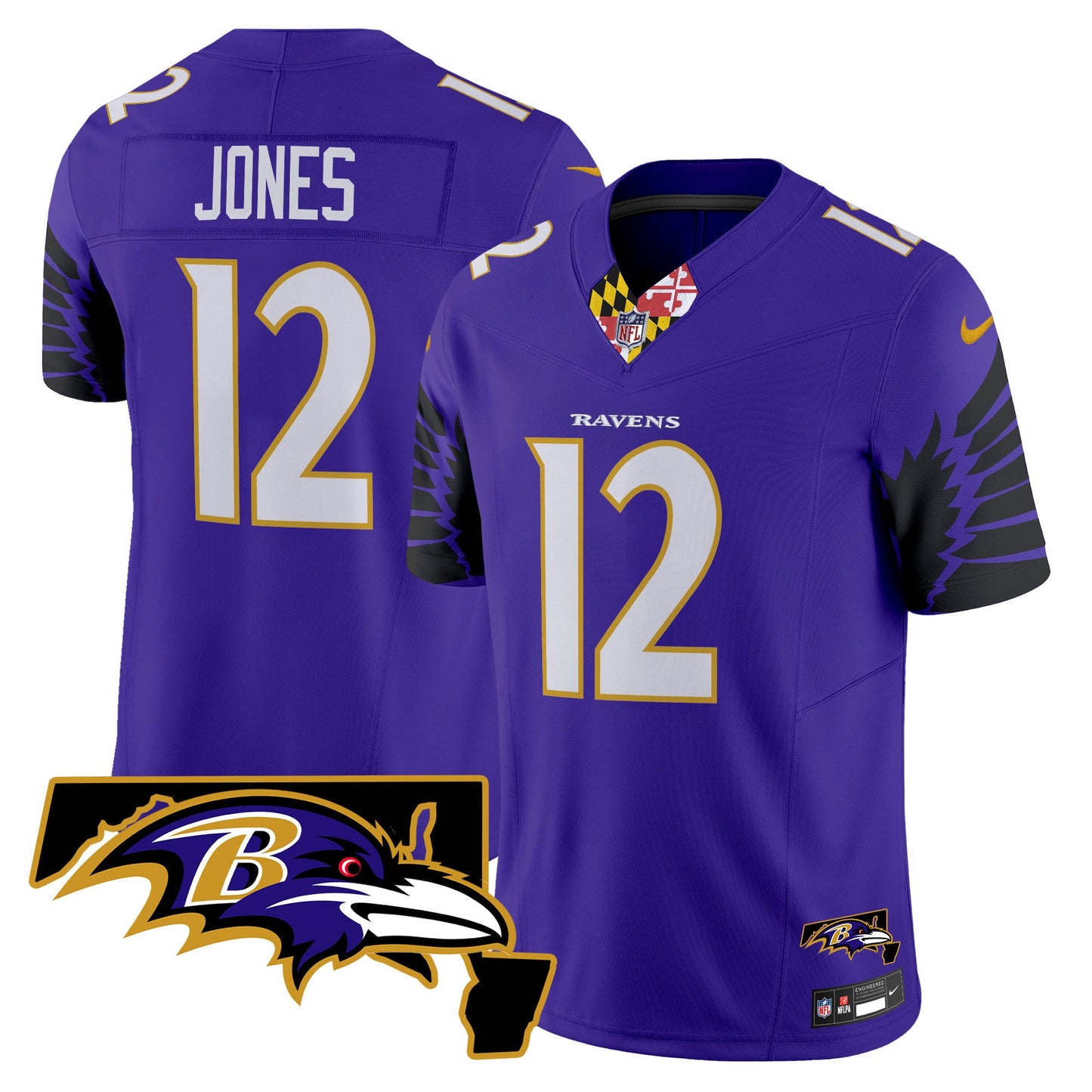 Men's Ravens Maryland Patch Vapor Limited Jersey V2 - All Stitched