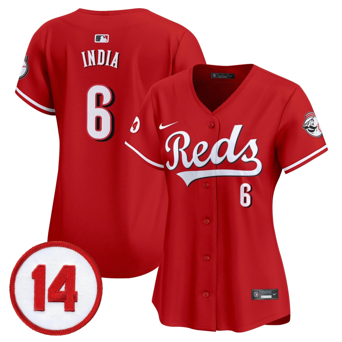 Women's Cincinnati Reds Pete Rose Patch Vapor Premier Limited Jersey - All Stitched