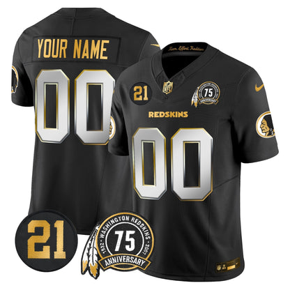 Washington Redskins 75th & Sean Taylor Patch Gold Vapor Limited Custom Jersey - All Stitched