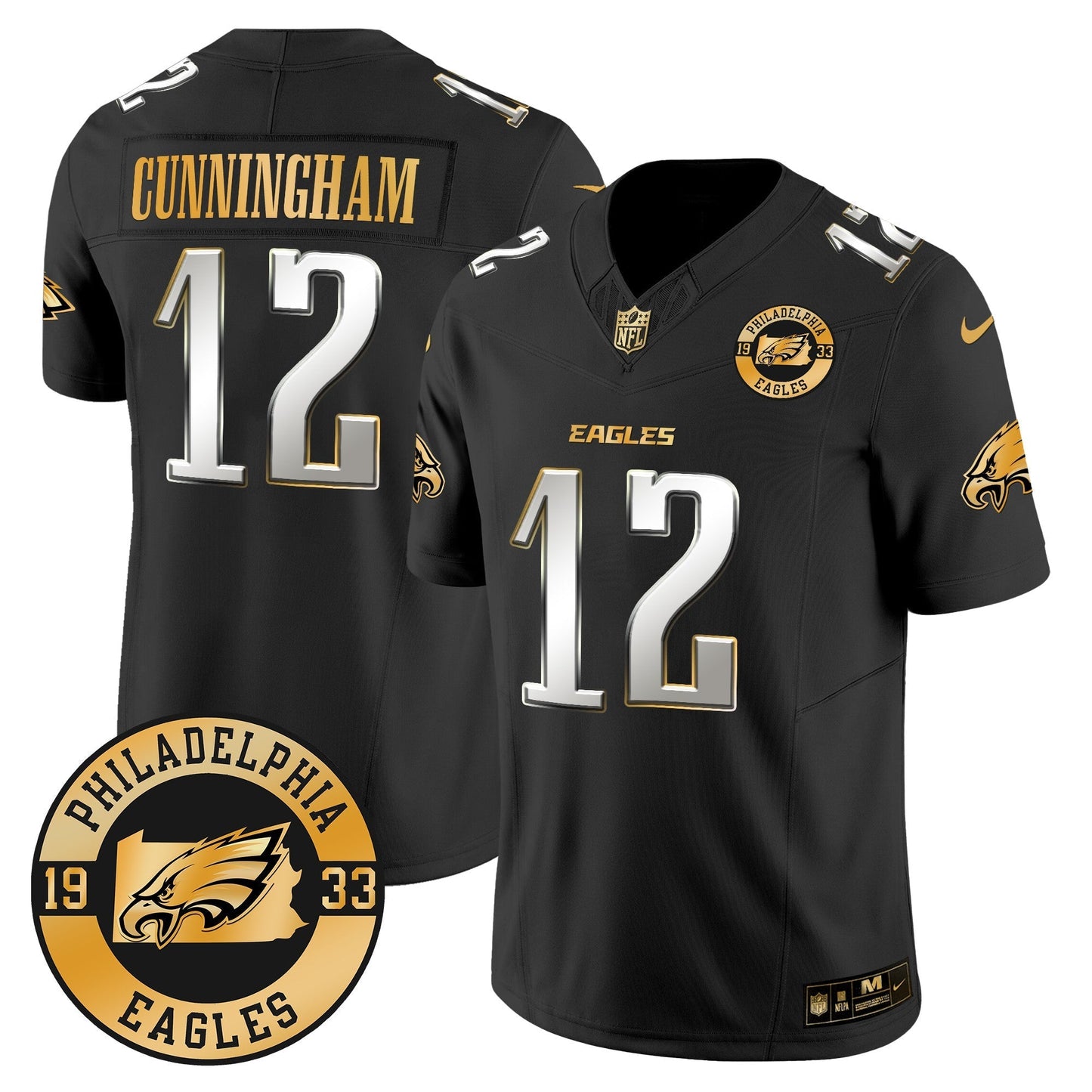 Eagles 2024 Gold Vapor Limited Jersey - Est. 1933 Patch - All Stitched