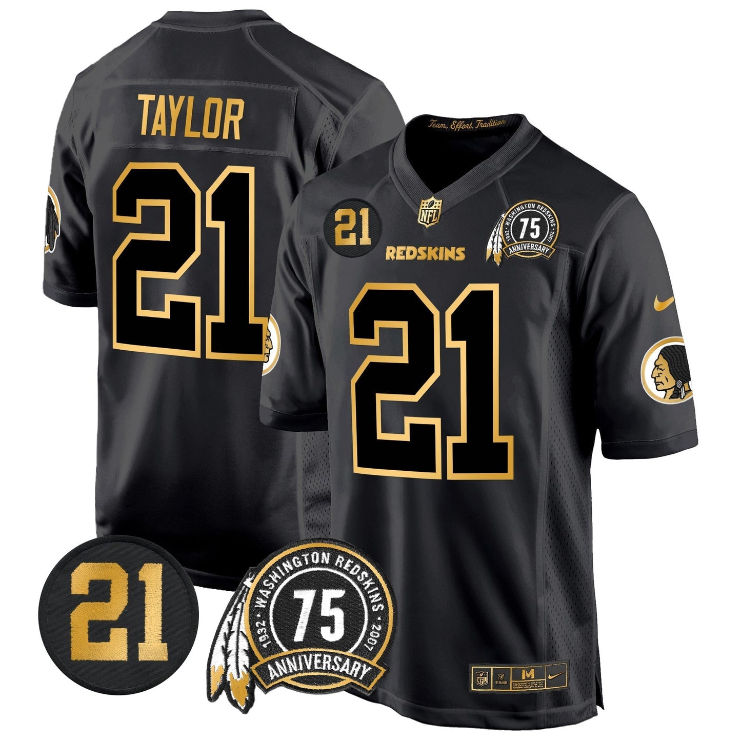 WR 75th & Sean Taylor Patch Gold Game Jersey - All Stitched