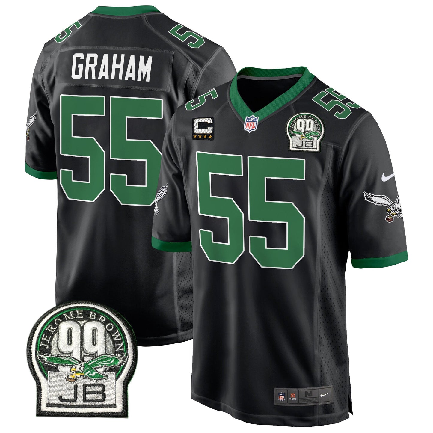 Eagles Jerome Brown Patch Kelly Green Alternate Game Jersey - All Stitched