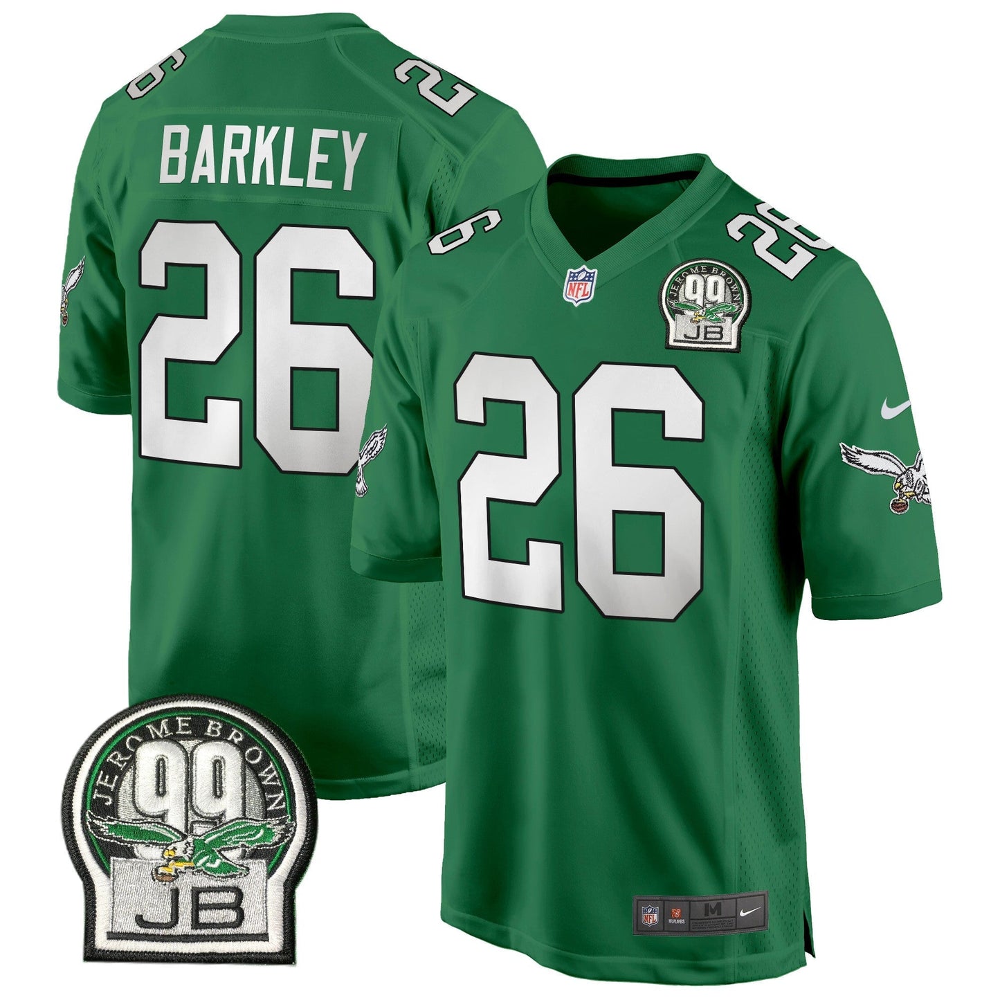 Eagles Jerome Brown Patch Kelly Green Alternate Game Jersey - All Stitched