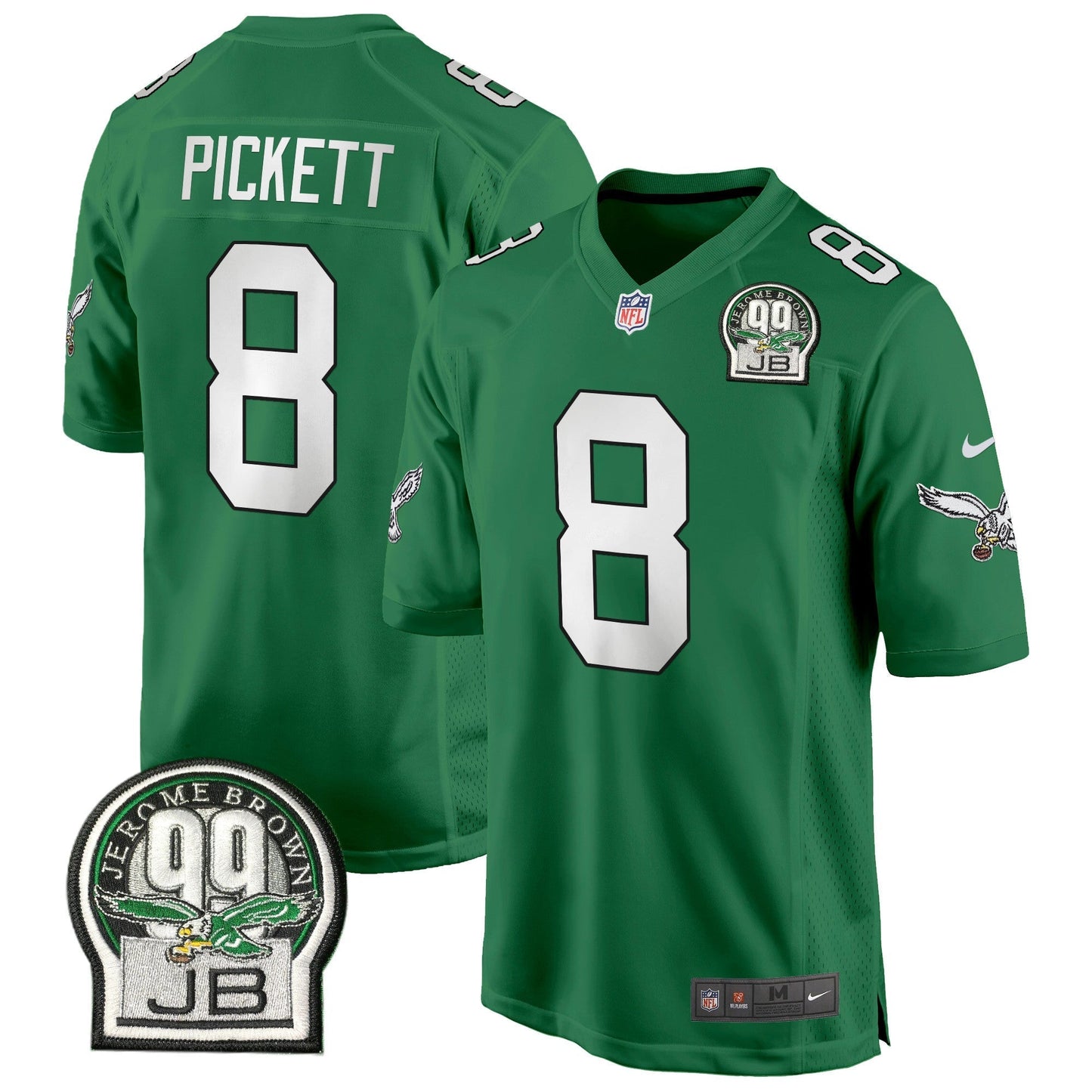 Eagles Jerome Brown Patch Kelly Green Alternate Game Jersey - All Stitched