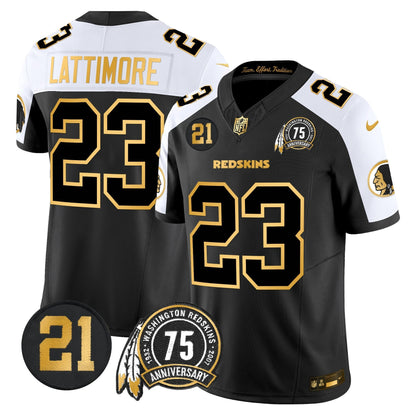 Men's Washington Redskins 75th & Sean Taylor Patch Gold Vapor Limited Jersey - All Stitched