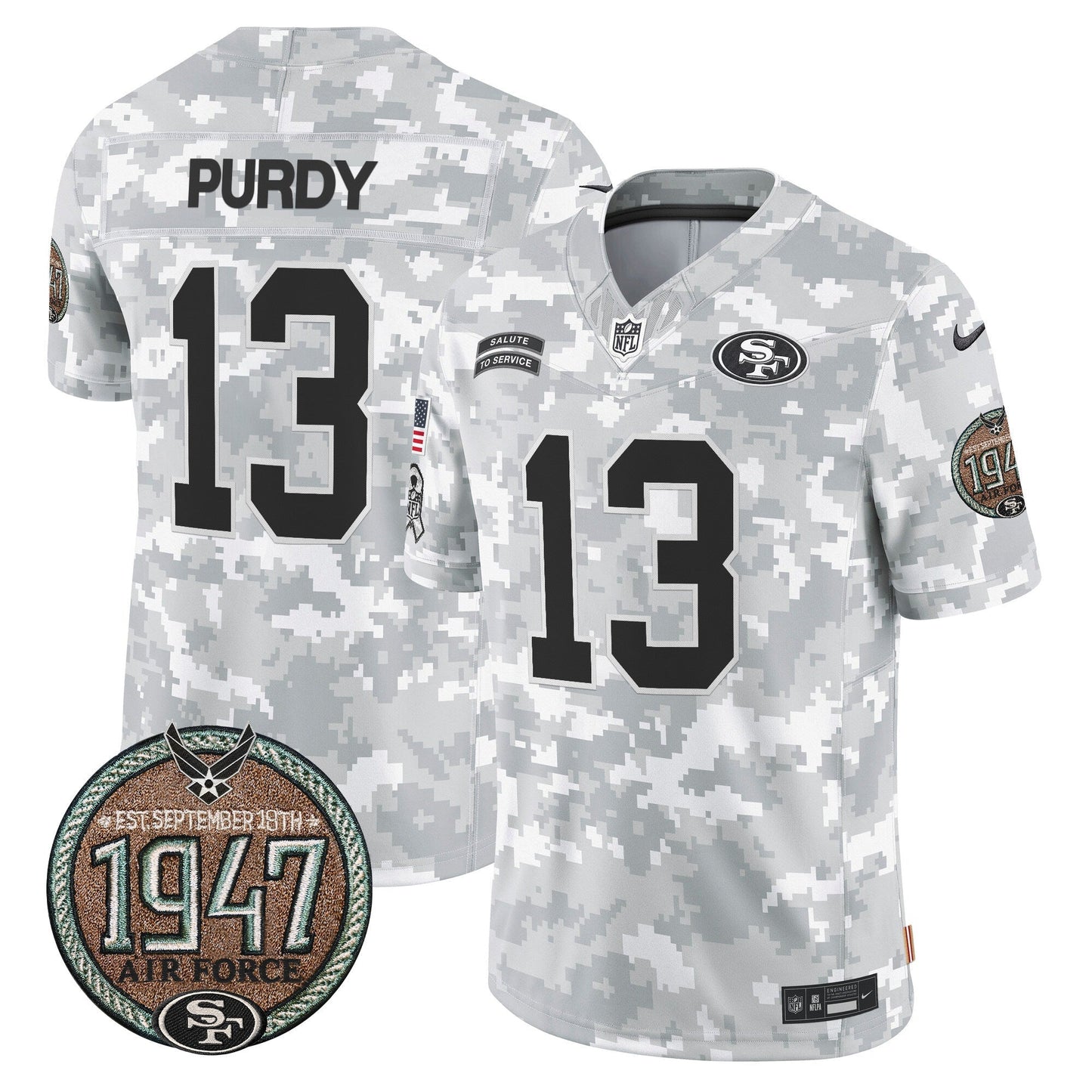 49ers 2024 Salute to Service Establishment Year Patch Vapor Limited Jersey - All Stitched