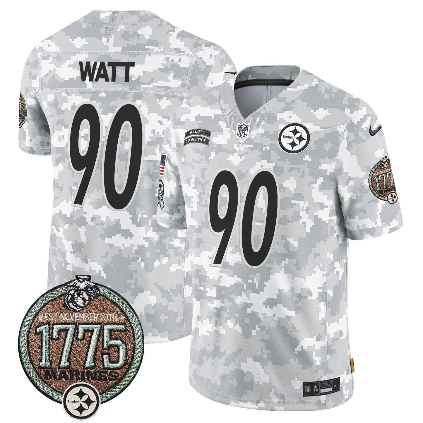 Steelers 2024 Salute to Service Establishment Year Patch Vapor Limited Jersey - All Stitched