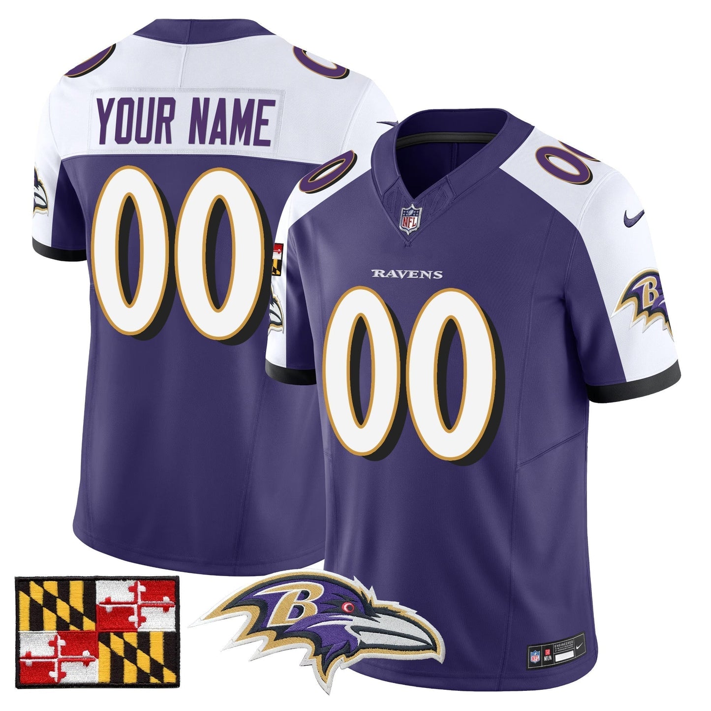 BAL 2024 Maryland Flag Vapor Limited Custom Jersey - All Stitched