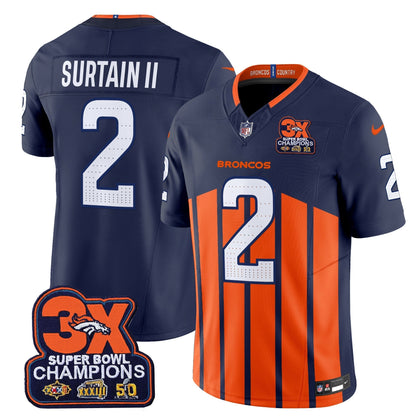 DEN 3-Time Champions Patch Vapor Limited Jersey V2 - All Stitched