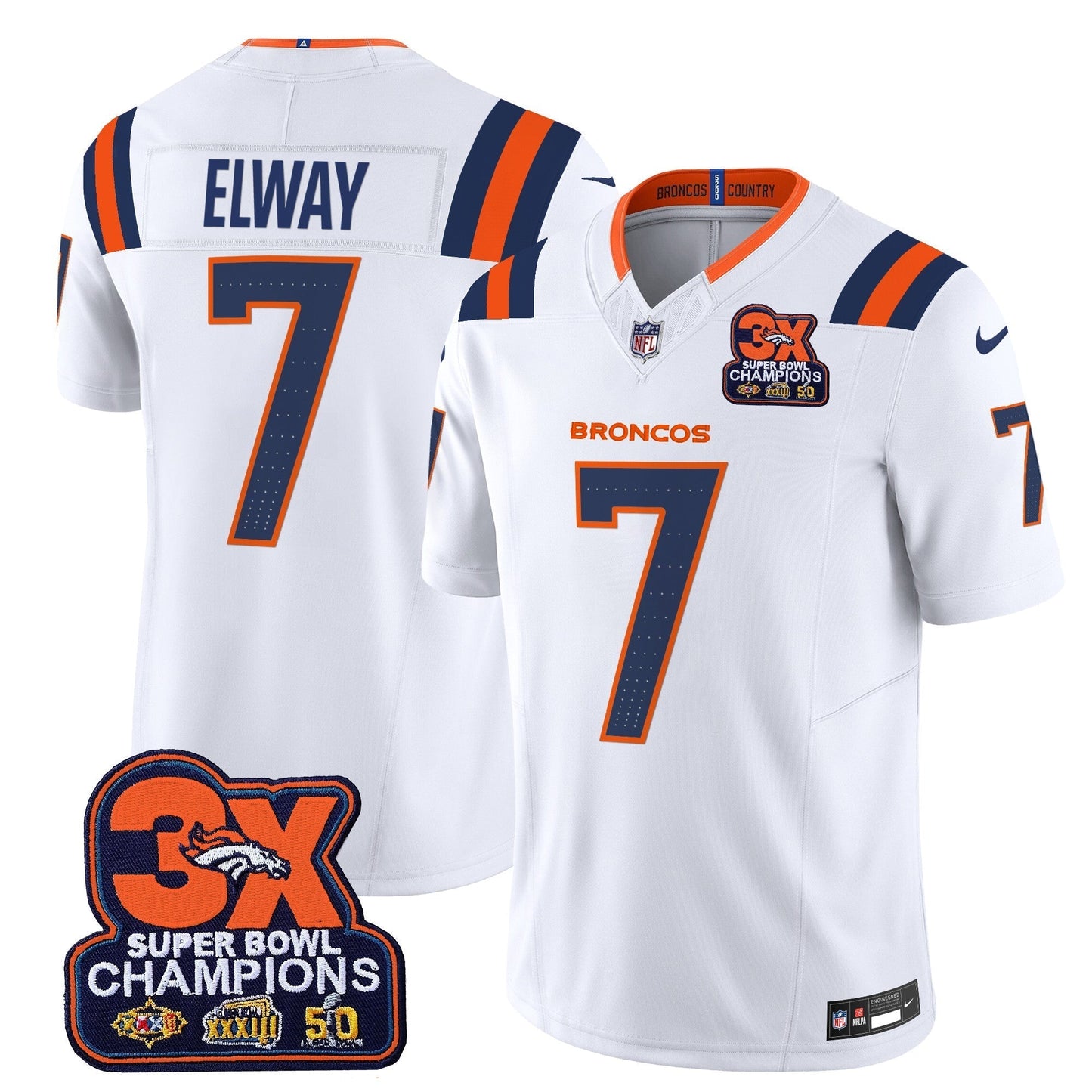 DEN 3-Time Champions Patch Vapor Limited Jersey V2 - All Stitched