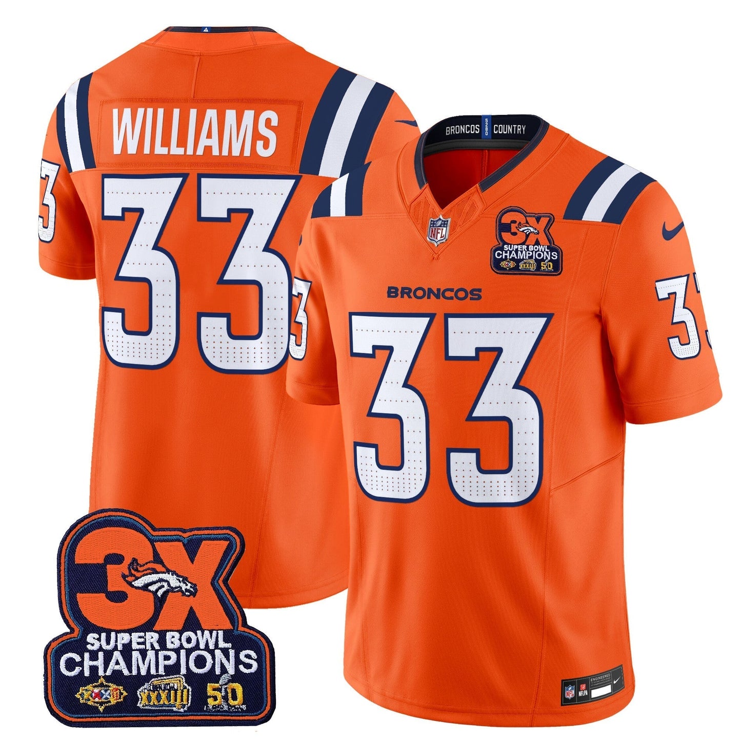 DEN 3-Time Champions Patch Vapor Limited Jersey V2 - All Stitched