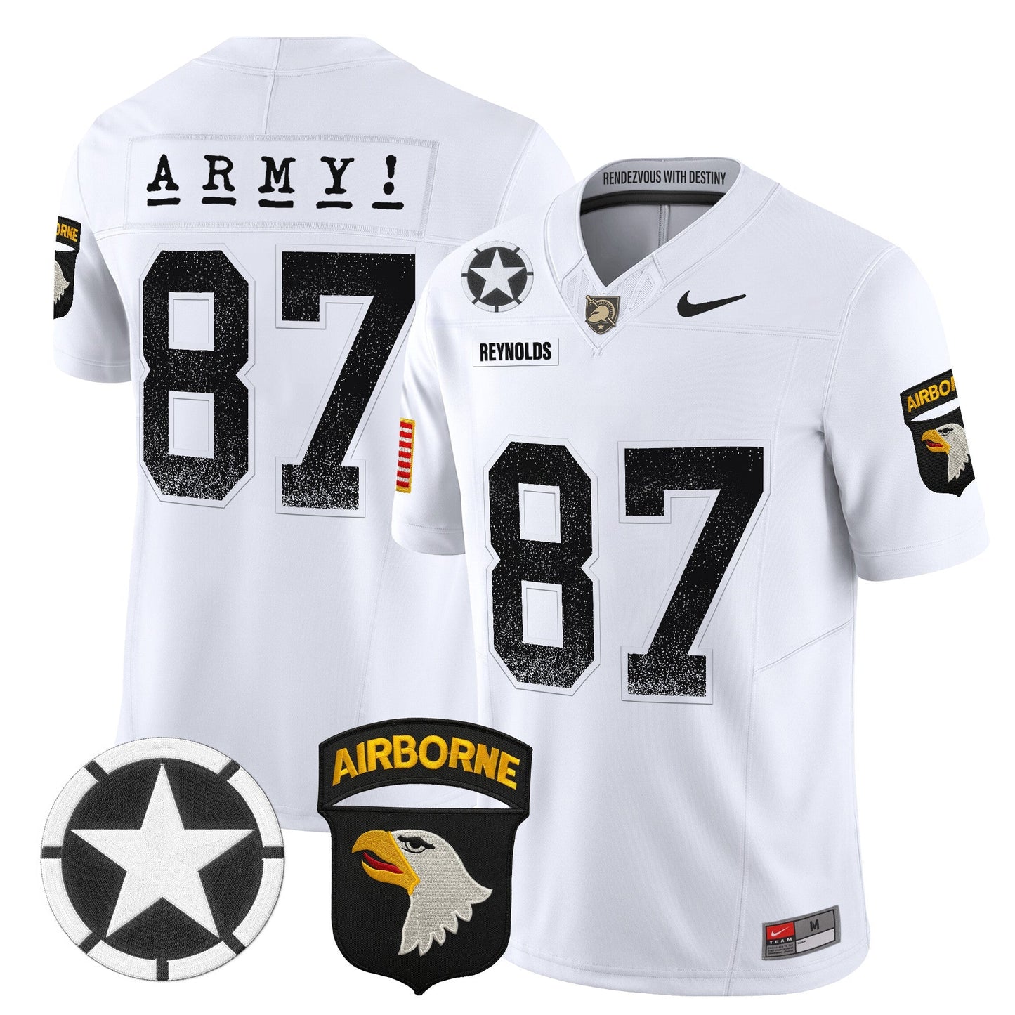Army Black Knights 101st Airborne Division Patch 2024 Vapor Limited Jersey - All Stitched