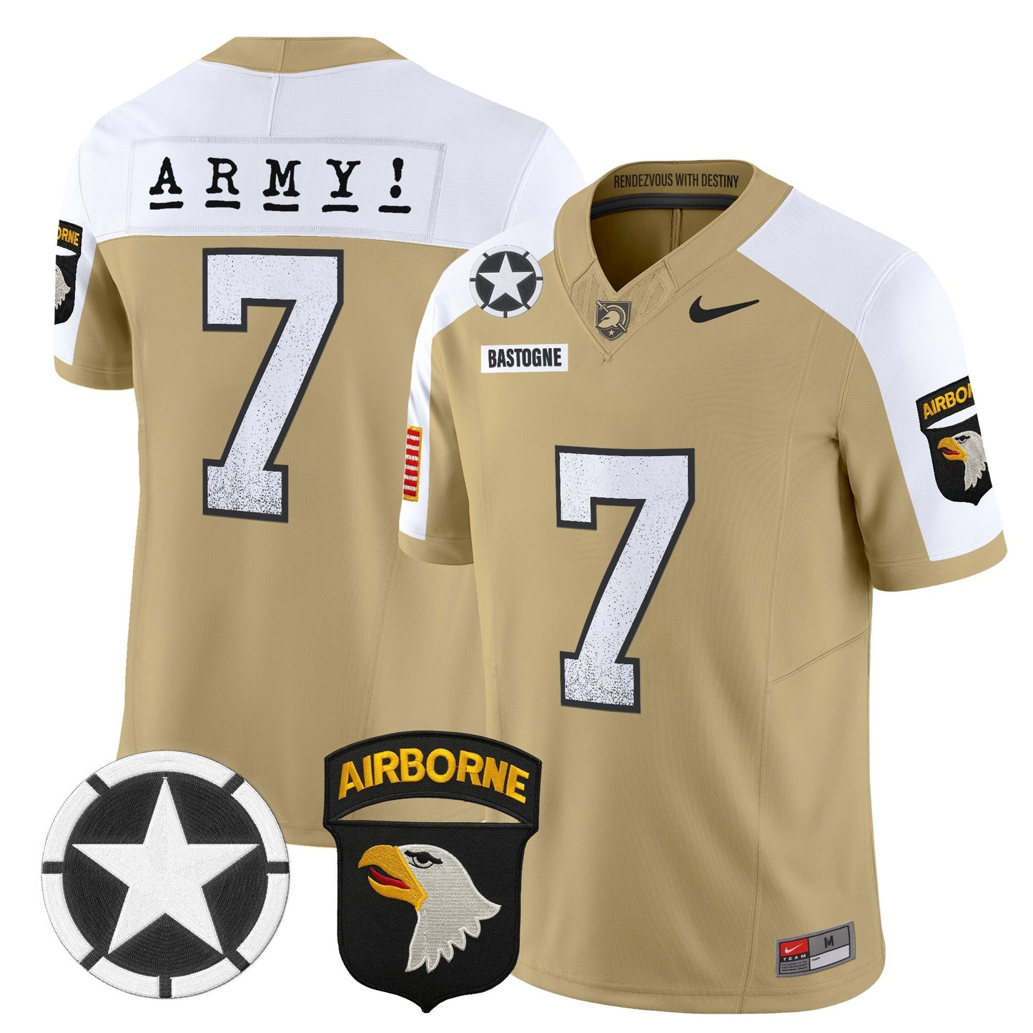 Army Black Knights 101st Airborne Division Patch 2024 Vapor Limited Jersey - All Stitched