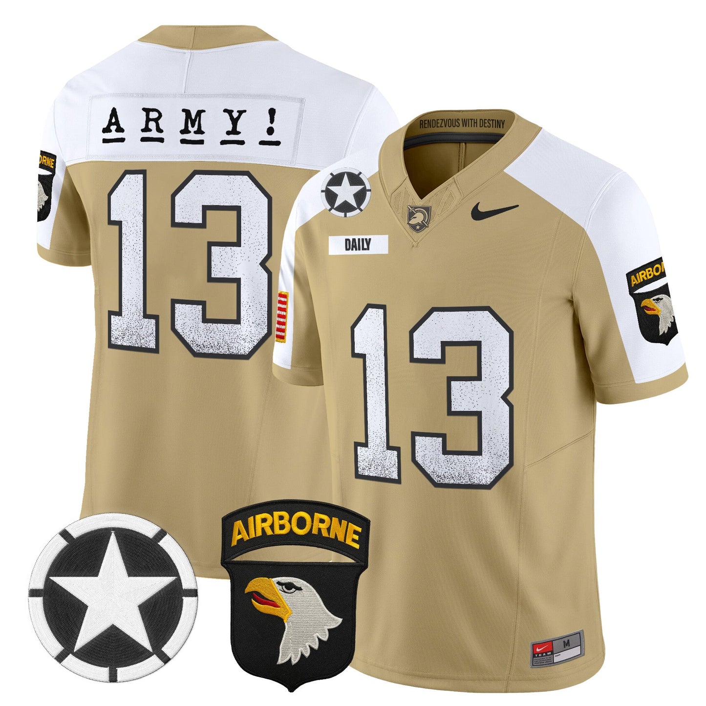Army Black Knights 101st Airborne Division Patch 2024 Vapor Limited Jersey - All Stitched
