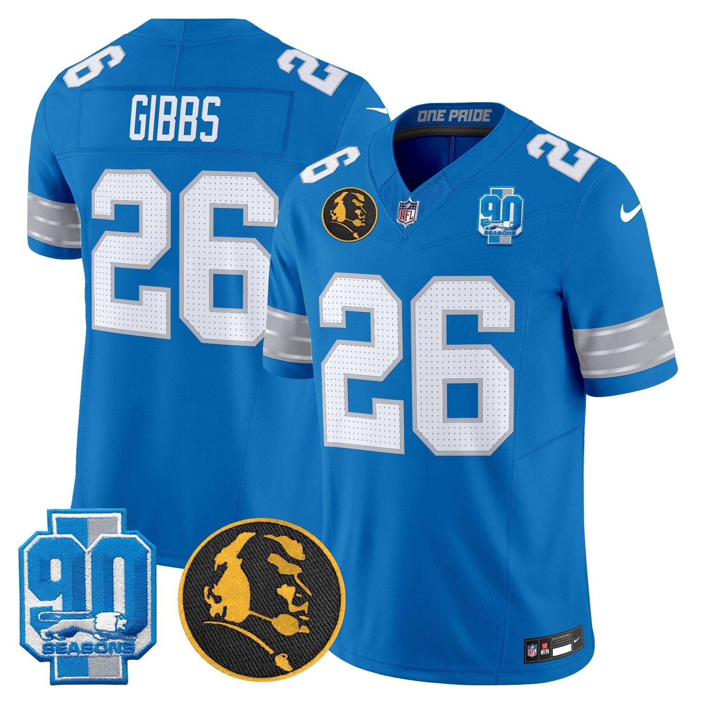 Men's Detroit Lions 2024 90th & John Madden Patch Vapor Limited Jersey - All Stitched