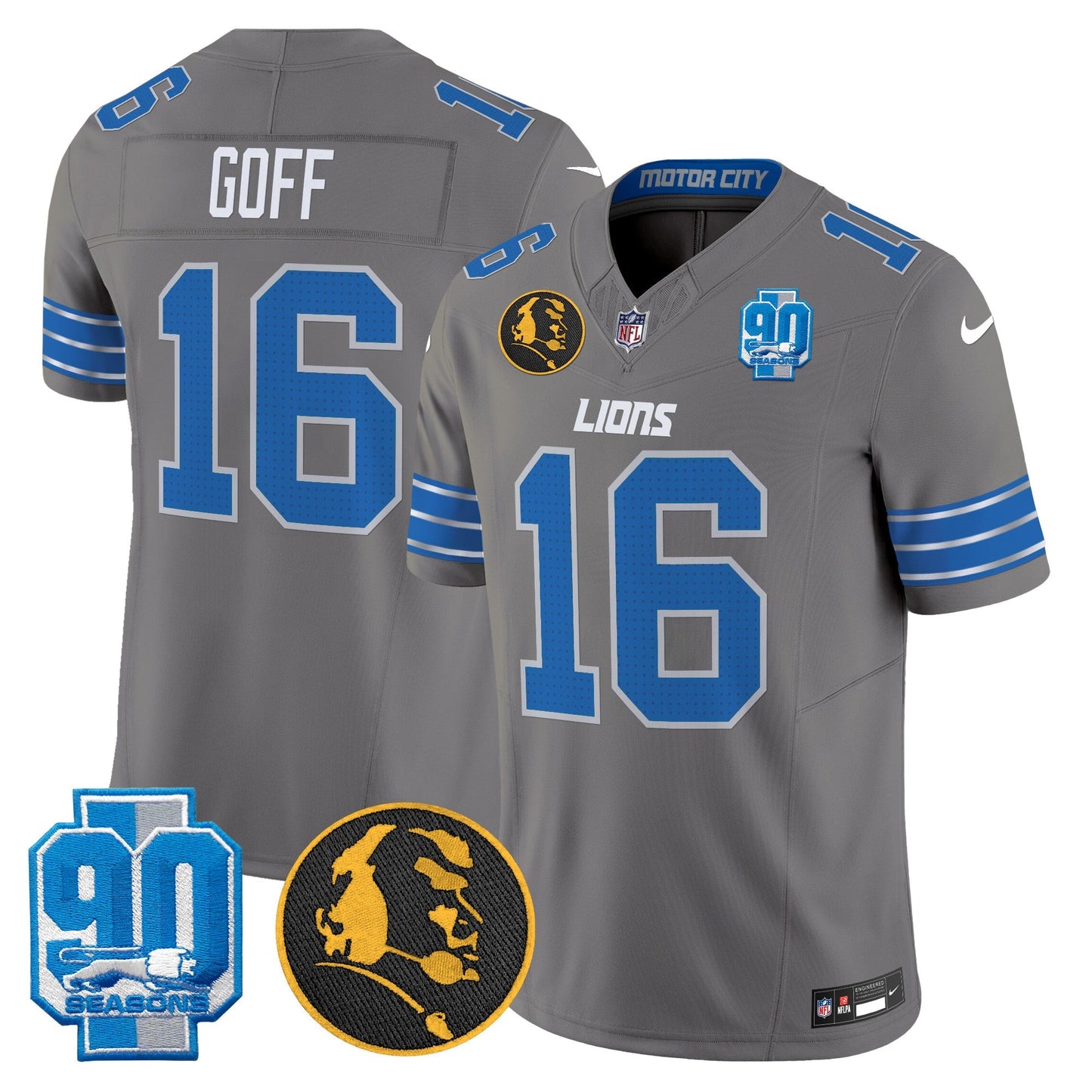Men's Detroit Lions 2024 90th & John Madden Patch Vapor Limited Jersey - All Stitched