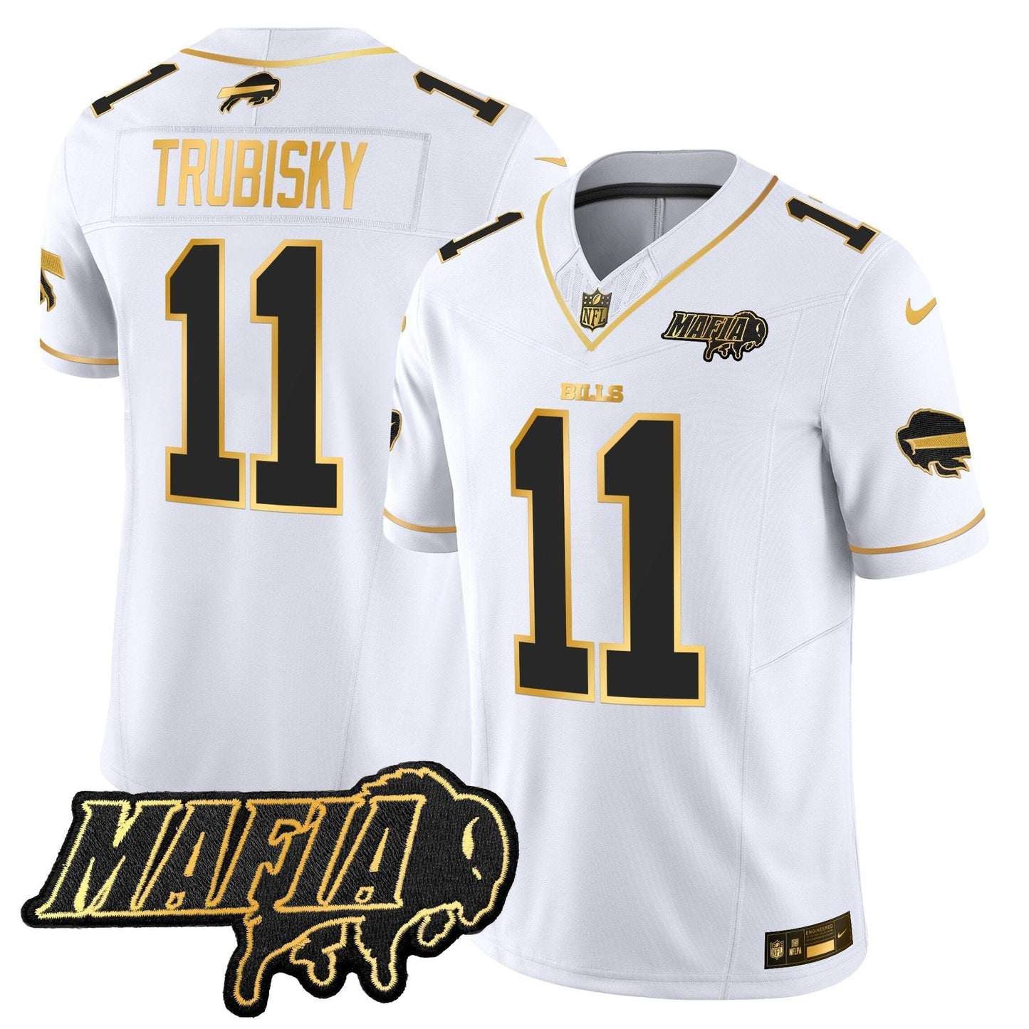 BUF 2024 Bills Mafia Patch Gold Vapor Limited Jersey - All Stitched
