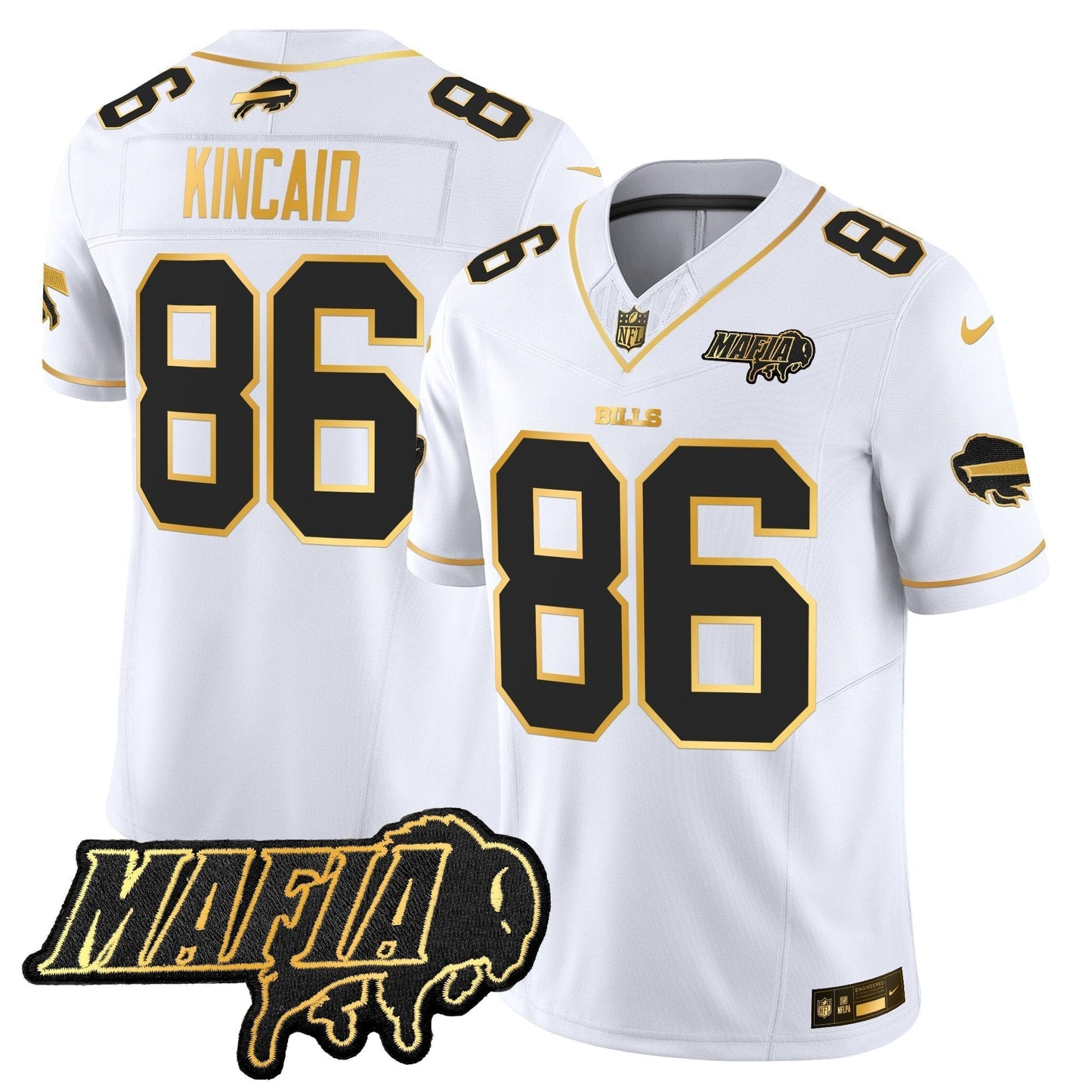 BUF 2024 Bills Mafia Patch Gold Vapor Limited Jersey - All Stitched