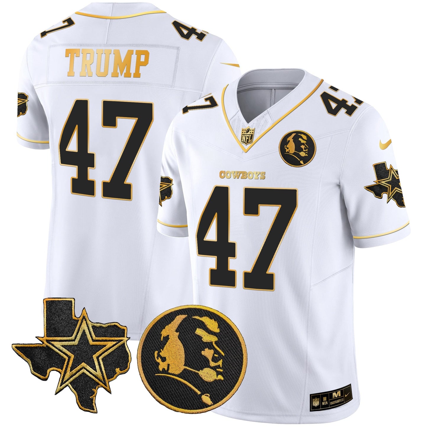 Men's Cowboys Texas & John Madden Patch Gold Vapor Limited Jersey - All Stitched