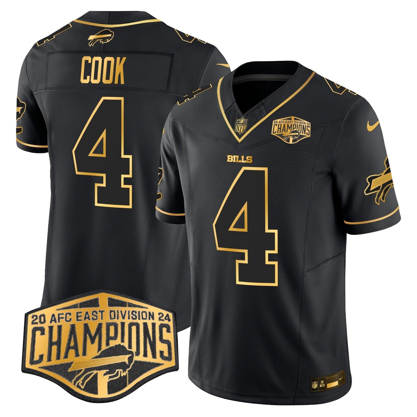 Bills 2024 AFC East Division Champions Gold Vapor Limited Jersey - All Stitched