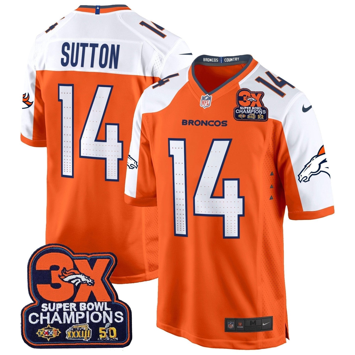 DEN 3-Time Champions Patch Game Jersey - Al Stitched