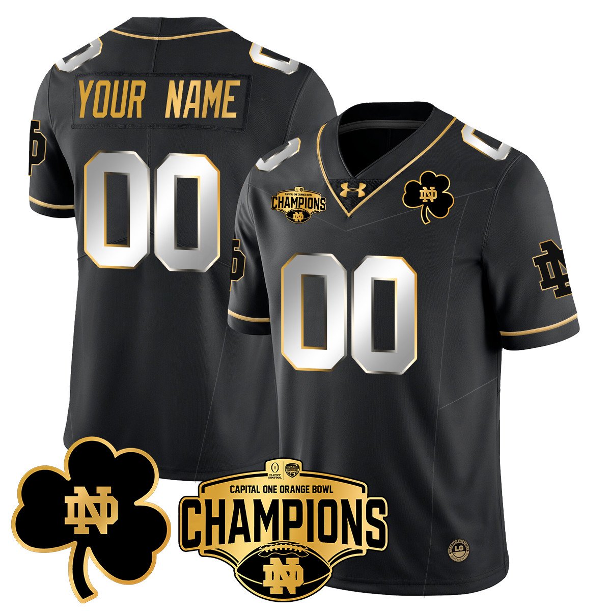 Custom ND 2025 Orange Bowl Champions Jersey N5 - All Stitched