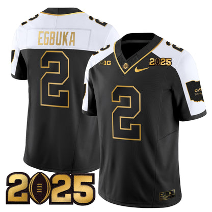 Men's Ohio State Buckeyes 'Heritage Stripe' CFP Final Patch Gold Vapor Limited Jersey - All Stitched