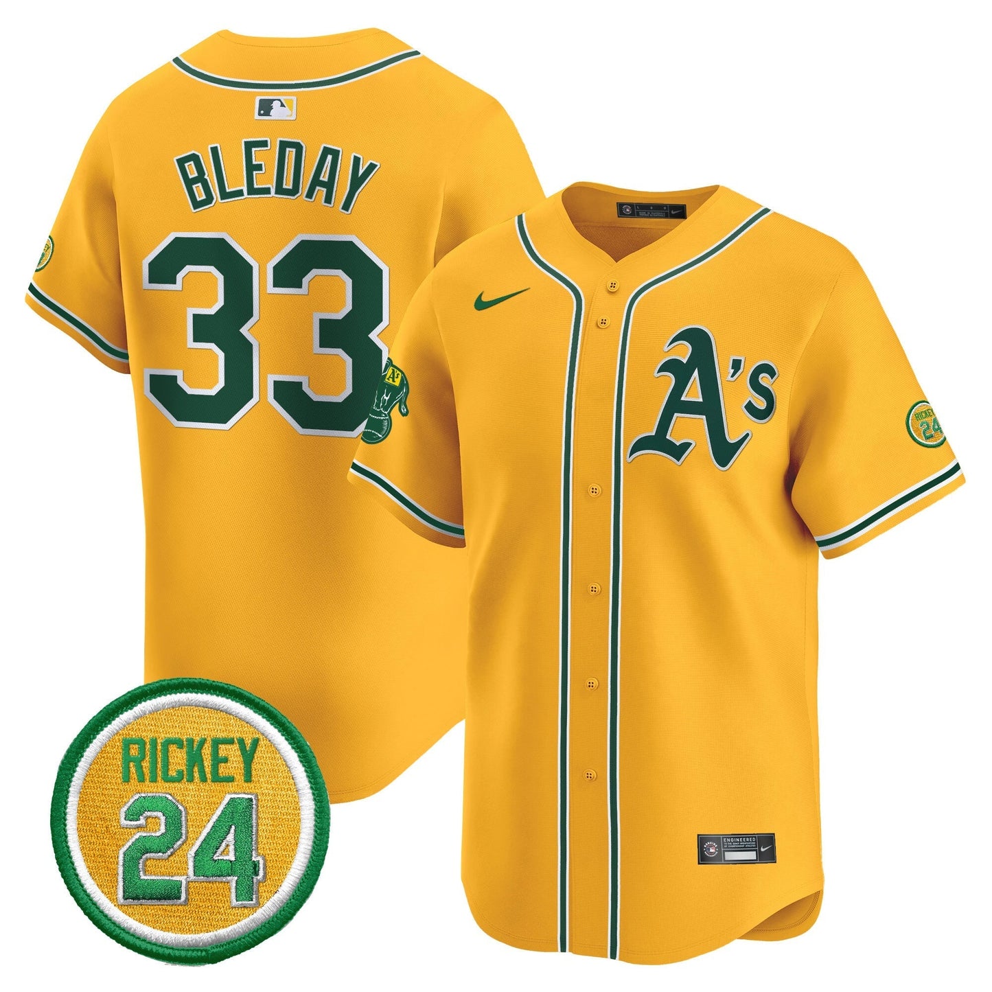 OAK Rickey Henderson Patch Vapor Premier Limited Jersey - All Stitched