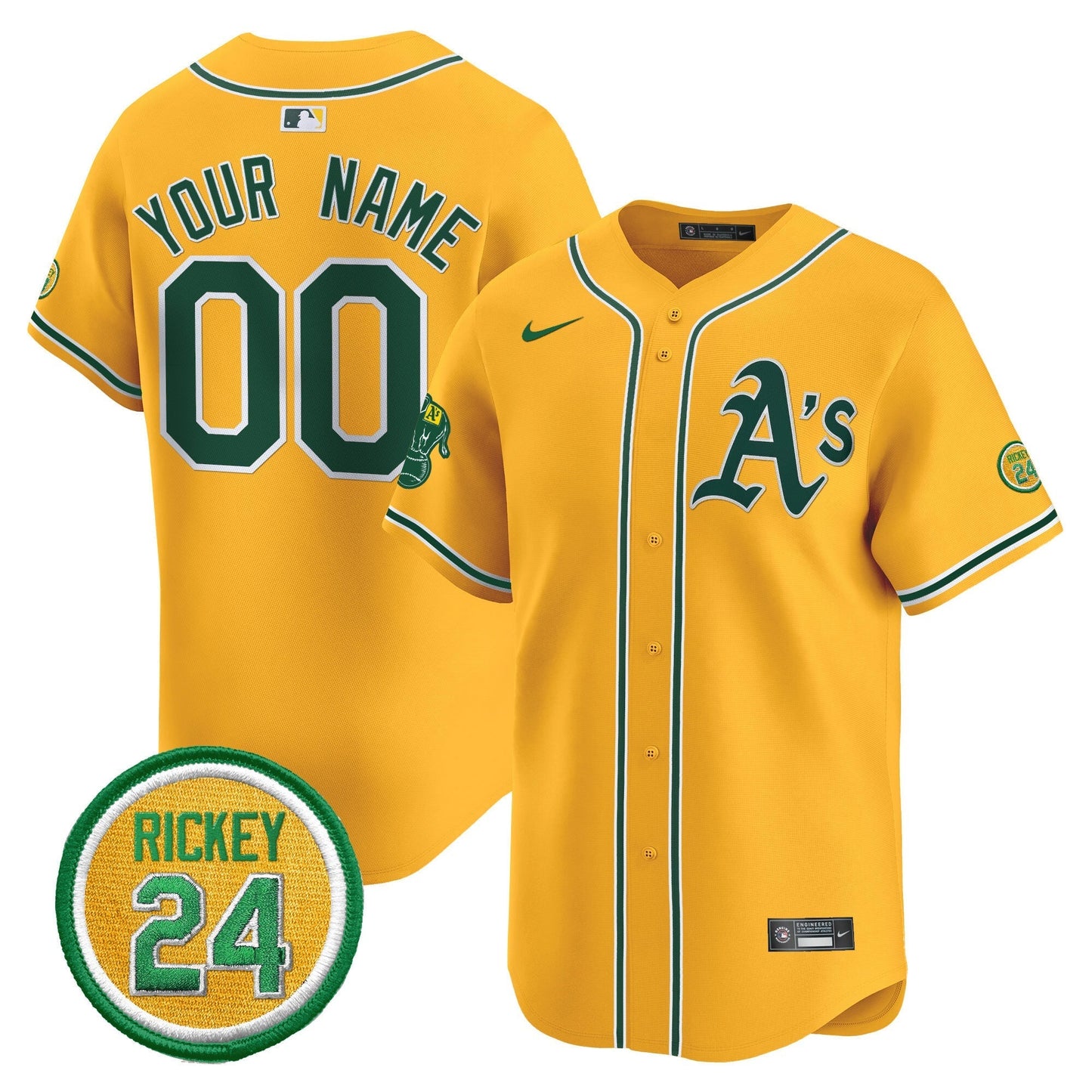OAK Rickey Henderson Patch Vapor Premier Limited Custom Jersey - All Stitched