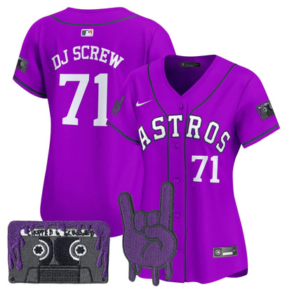 Women's Houston Astros DJ Screw Patch Vapor Premier Limited Jersey - All Stitched