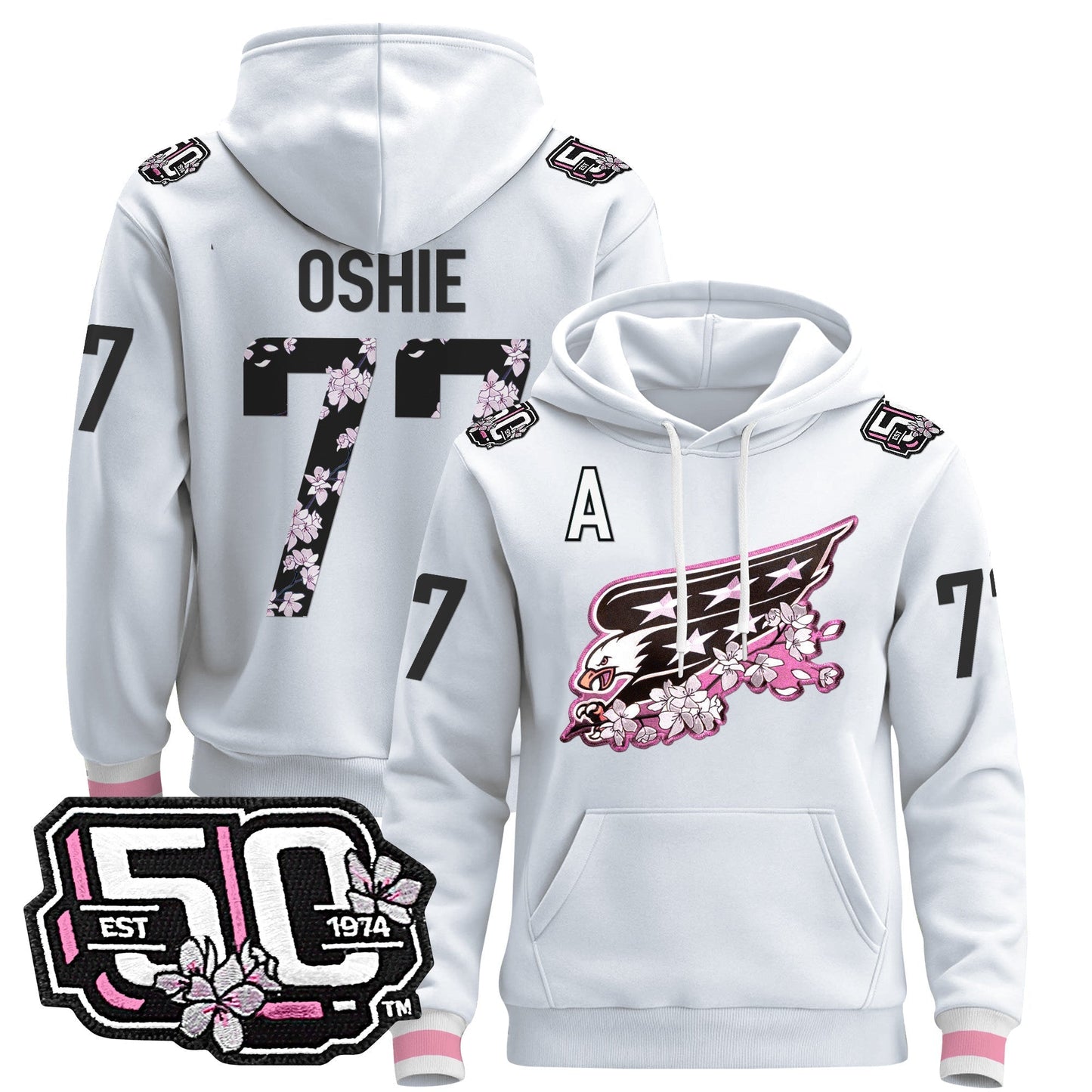 Men's Washington Capitals 50th Anniversary Cherry Blossom Pullover Hoodie - All Stitched