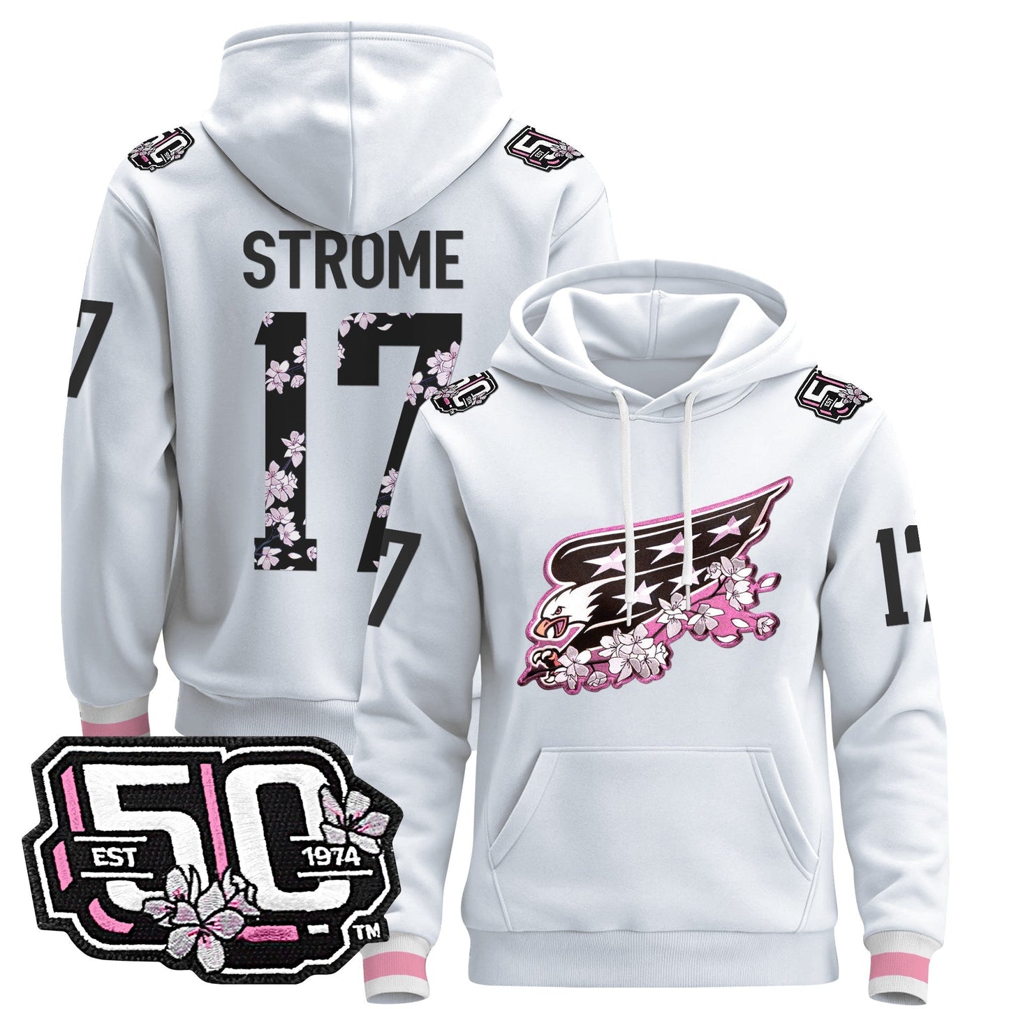 Men's Washington Capitals 50th Anniversary Cherry Blossom Pullover Hoodie - All Stitched