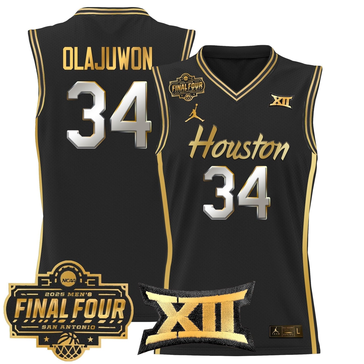 Men's Houston Cougars 2025 Final Four Patch Basketball Jersey - All Stitched