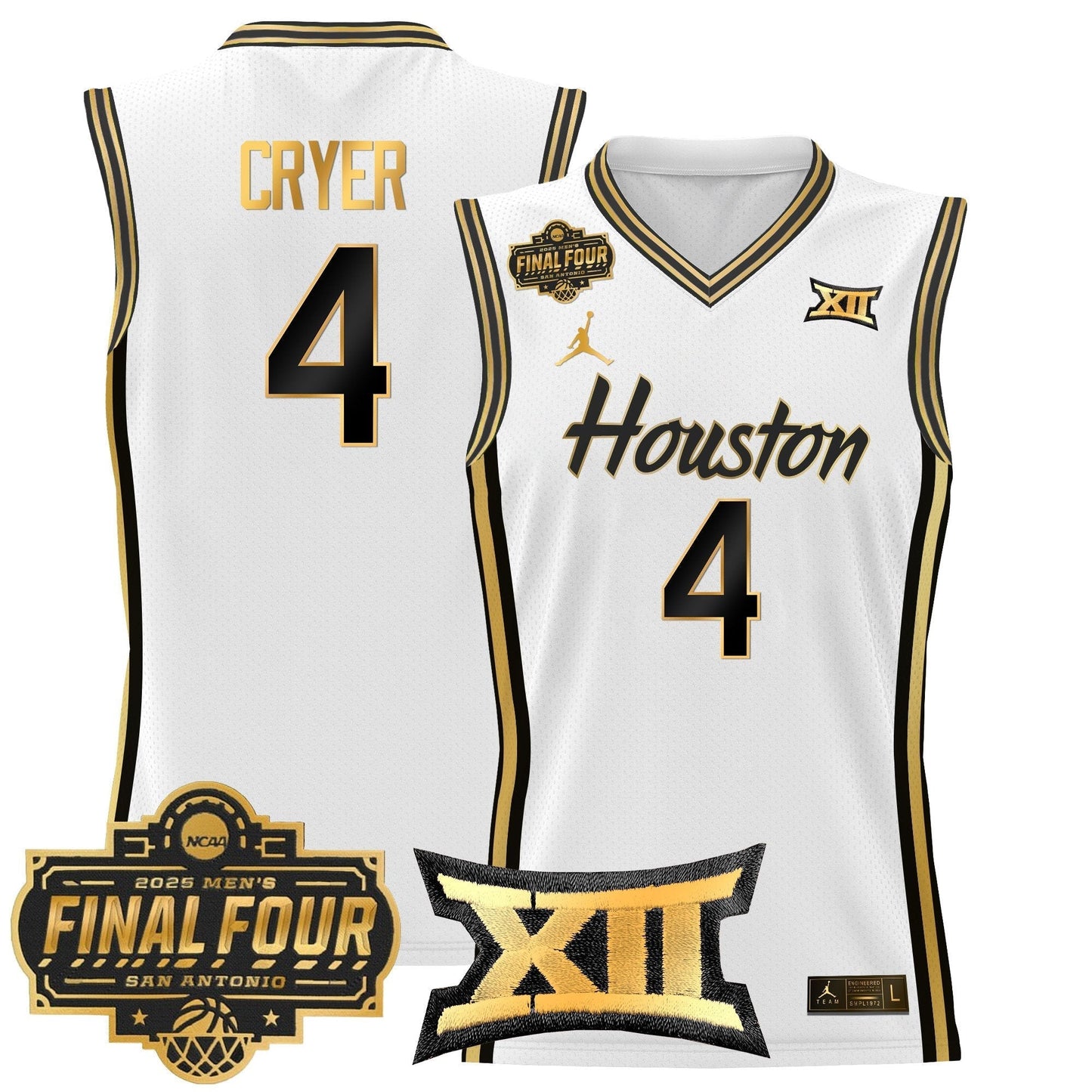 Men's Houston Cougars 2025 Final Four Patch Basketball Jersey - All Stitched