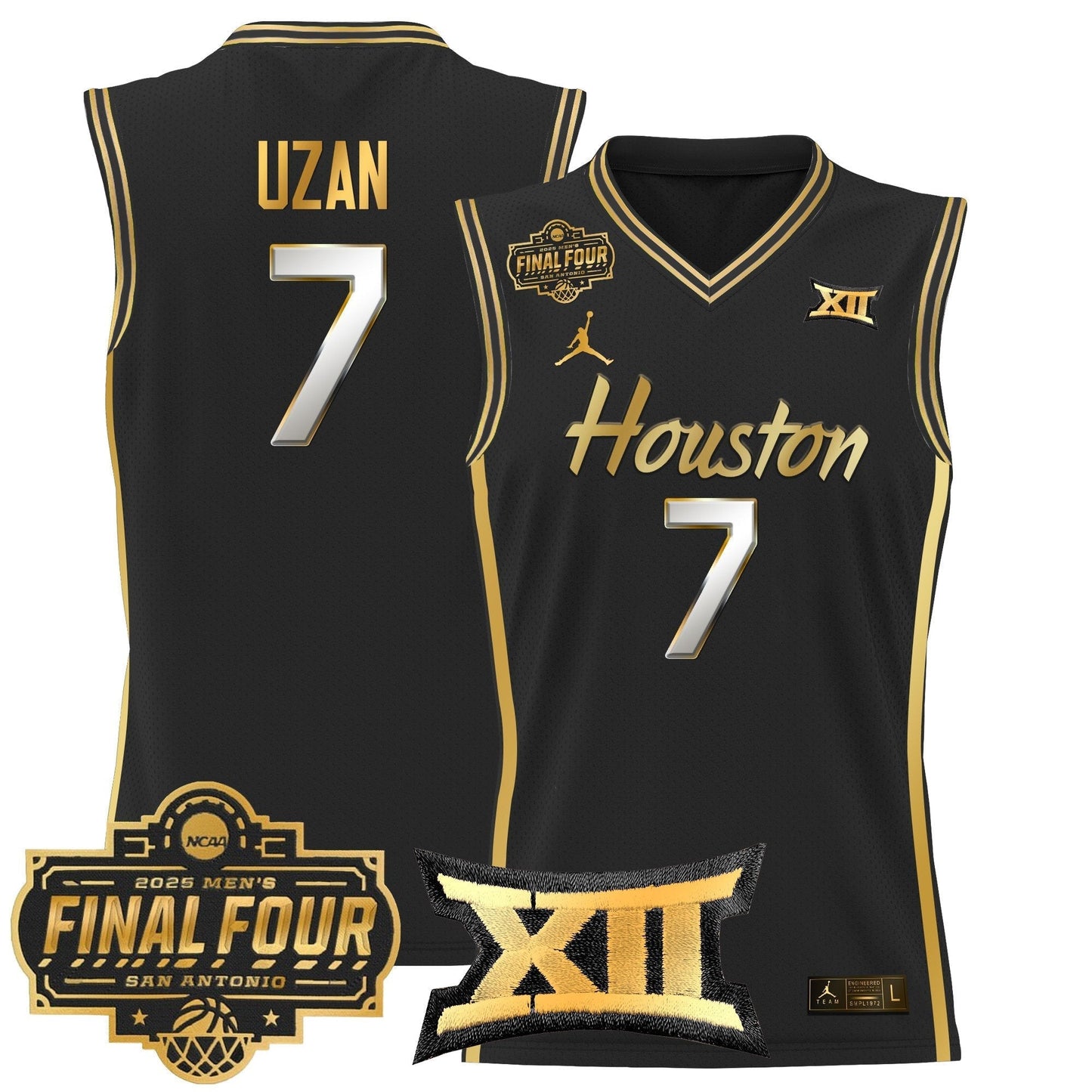 Men's Houston Cougars 2025 Final Four Patch Basketball Jersey - All Stitched