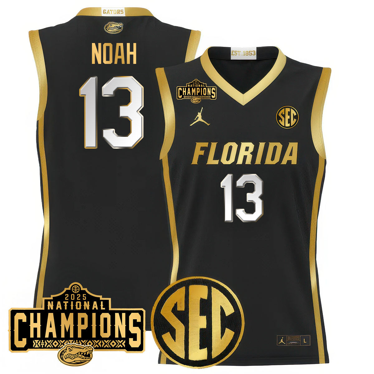 Men's Florida Gators 2025 National Champions Basketball Jersey N1 - All Stitched