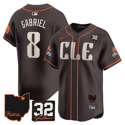 Men's Browns #32 Jim Brown Memorial & Home Patch Vapor Premier Limited Jersey - All Stitched