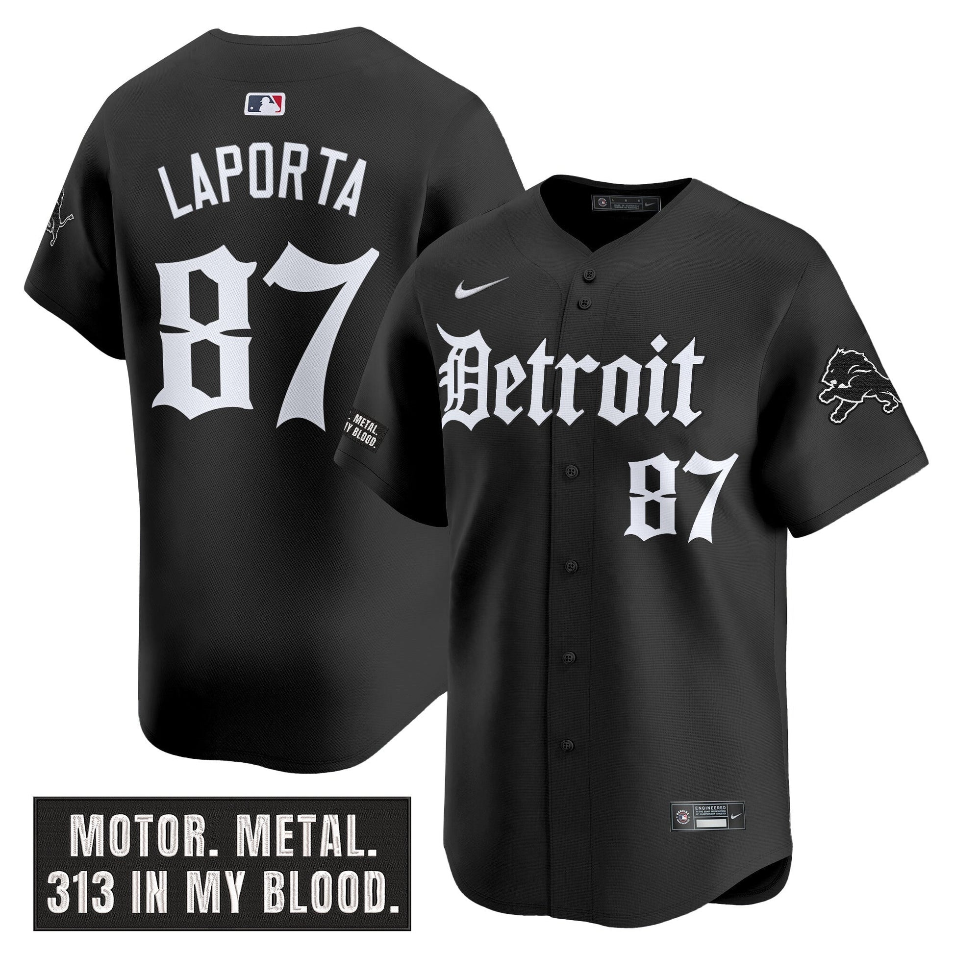 Men's Detroit Lions 'Motor Gothic Edition' Vapor Premier Limited Jersey - All Stitched