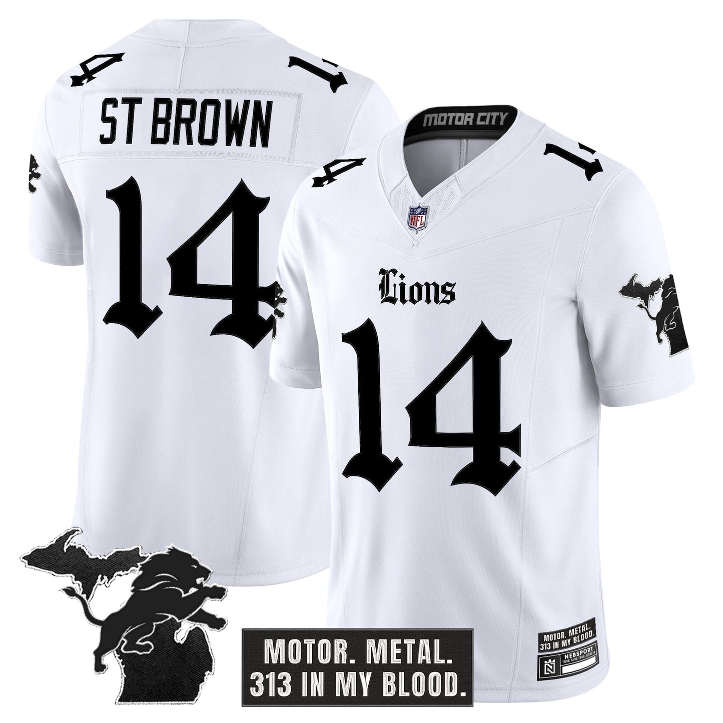 Men's Detroit Lions 'Gothic Motor Grit Edition' Vapor Limited Jersey - All Stitched