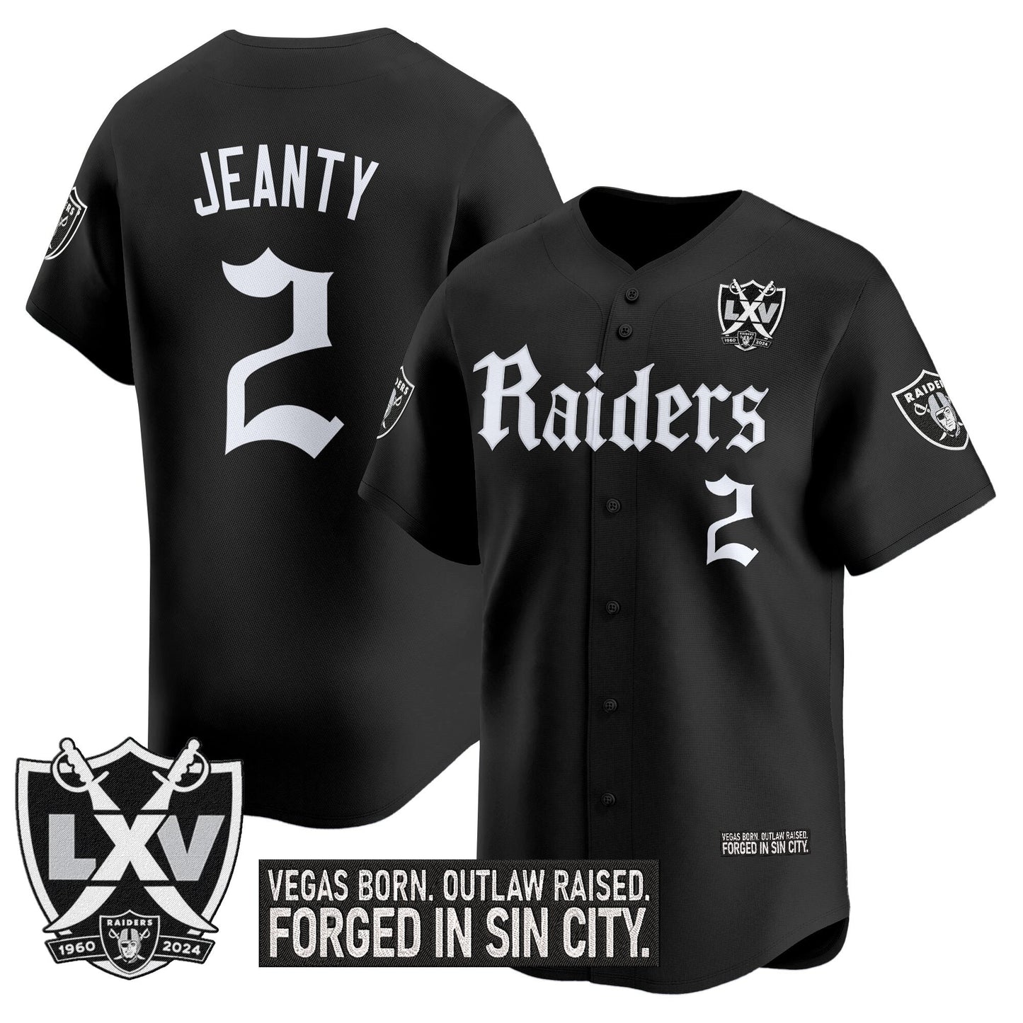 Las Vegas Raiders 'Gothic Sin City Shadows Edition' Vapor Baseball Jersey V2 - All Stitched