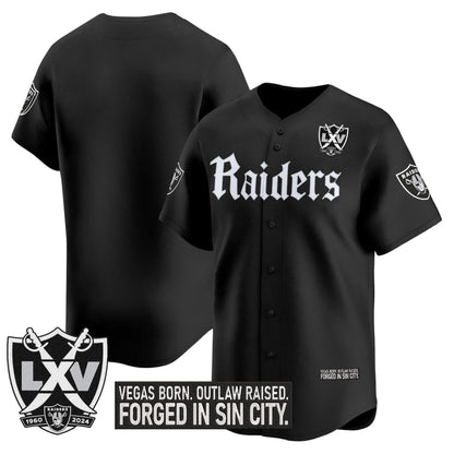 Las Vegas Raiders 'Gothic Sin City Shadows Edition' Vapor Baseball Jersey V2 - All Stitched