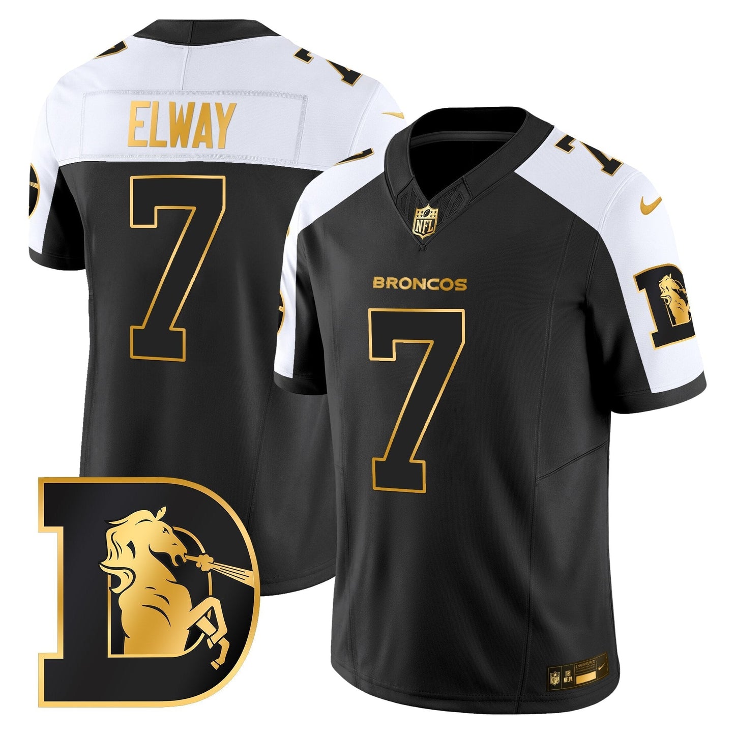 Men's Denver Broncos Throwback Gold Vapor Limited Jersey - All Stitched