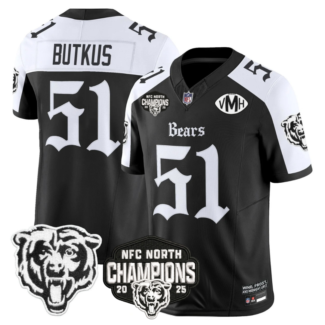 CHI 'Gothic Midway Legacy' NFC North Champions Patch Vapor Limited Jersey - All Stitched