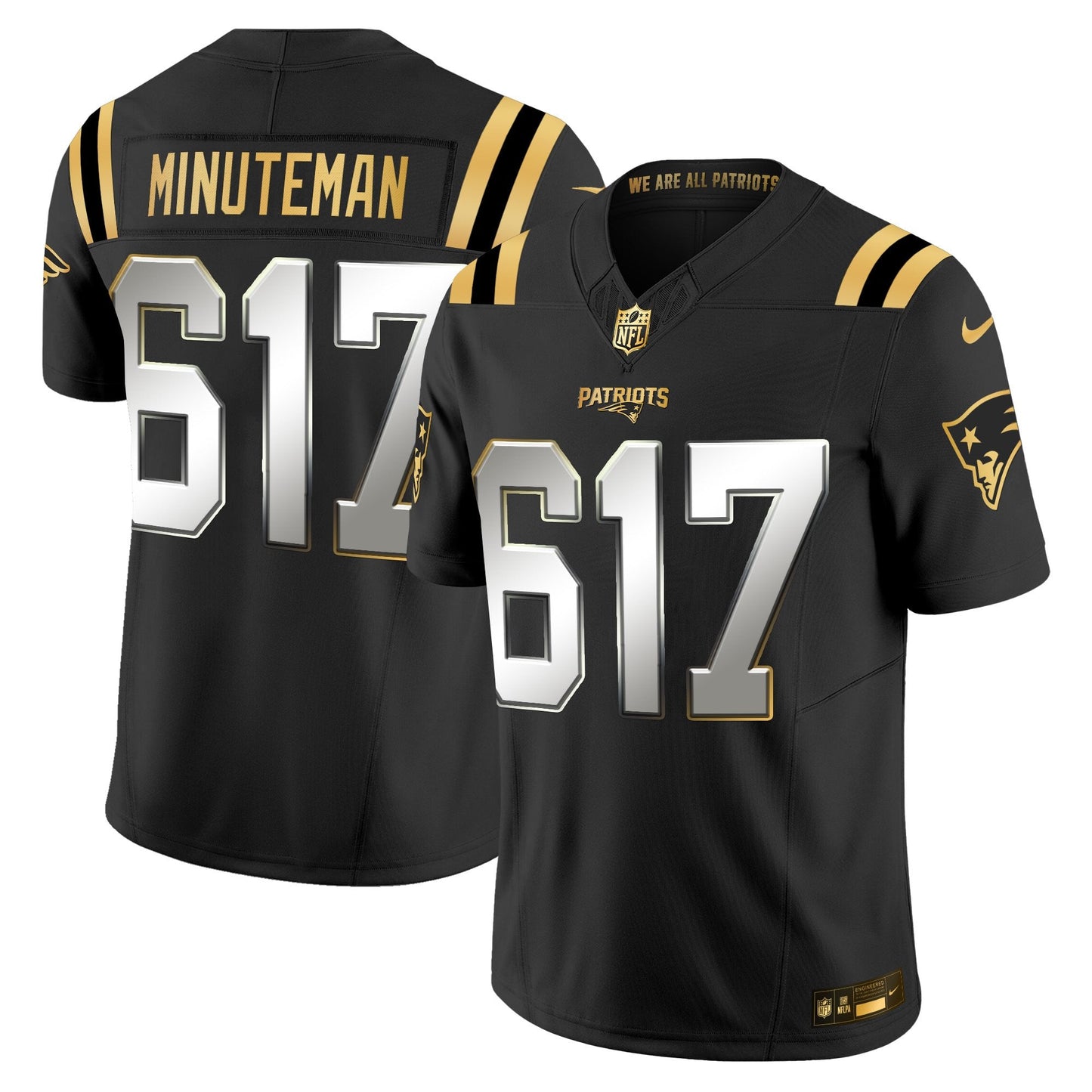 Men's New England Patriots 2025 Gold Vapor Limited Jersey - All Stitched