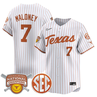 Men's size - Texas Longhorns 2026 Softball National Champions Vapor Premier Limited Jersey - All Stitched