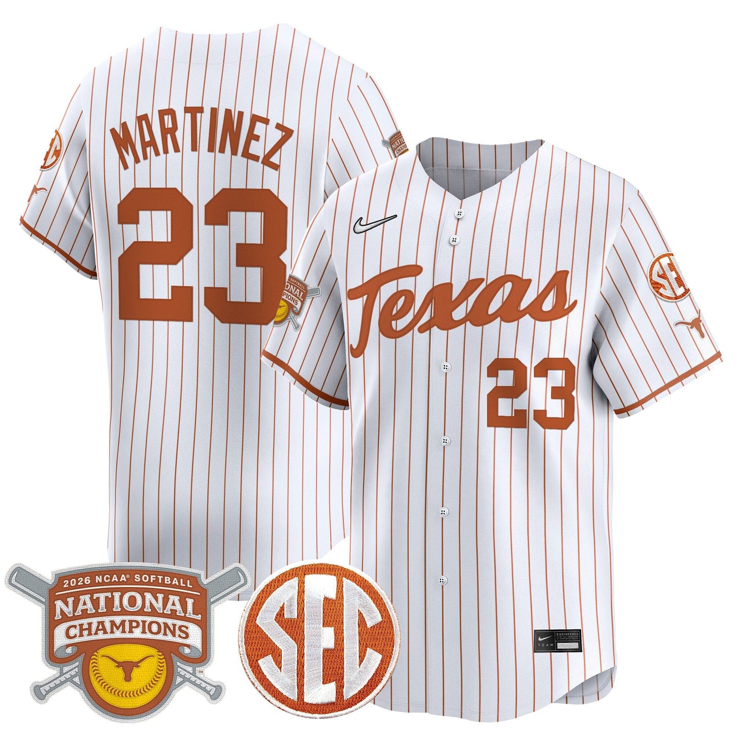Men's size - Texas Longhorns 2026 Softball National Champions Vapor Premier Limited Jersey - All Stitched