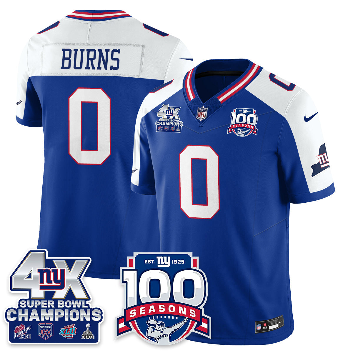 NYG 4-Time Champions Vapor Limited Jersey- 100th Season - All Stitched N1